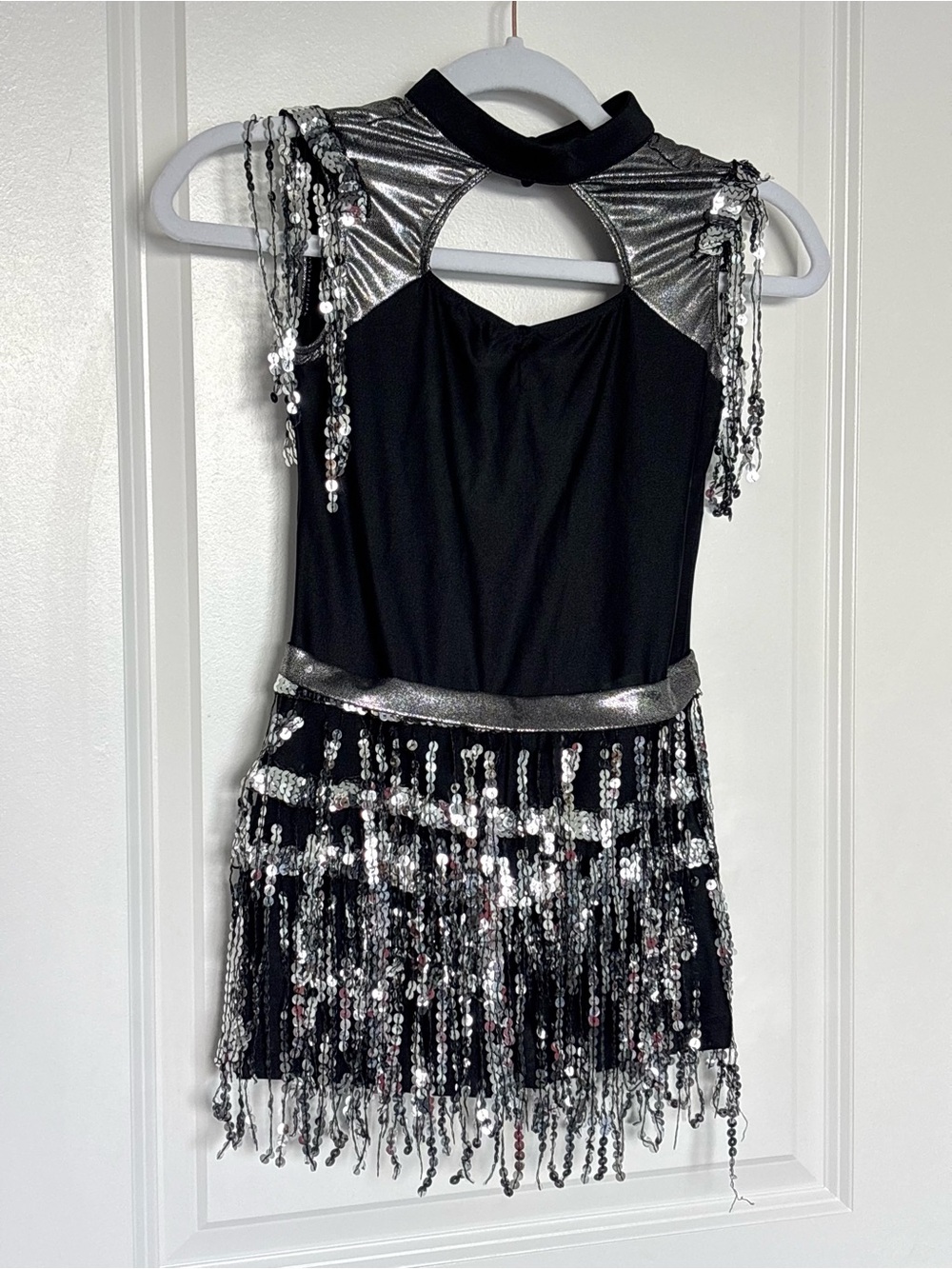 Revolution Dancewear Black Sequin Fringe Costume Jazz Dance Competition Stage